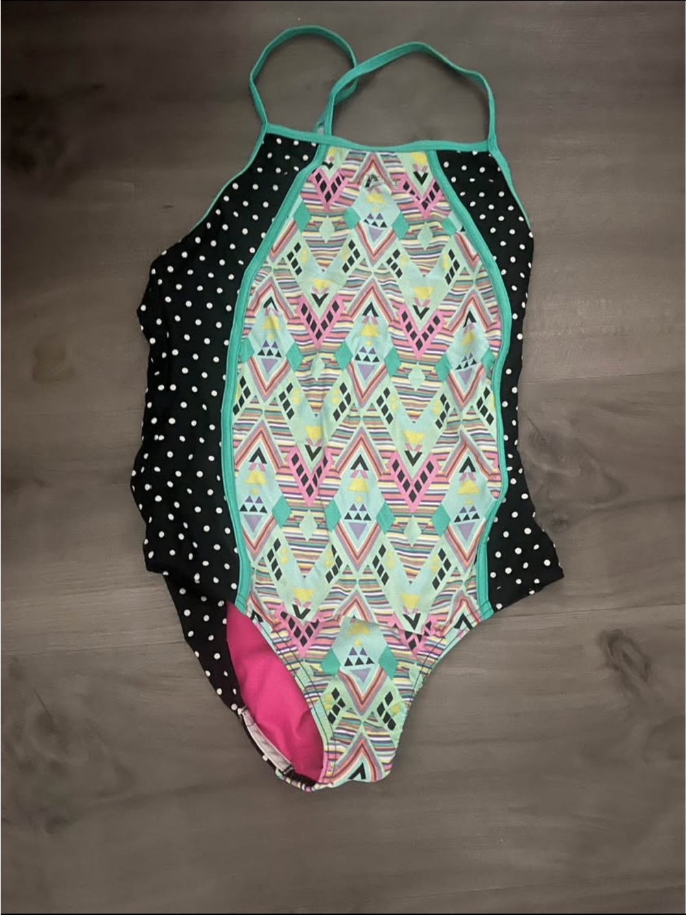 Speedo Pink and Teal Trim Girls' One-Piece Swimsuit